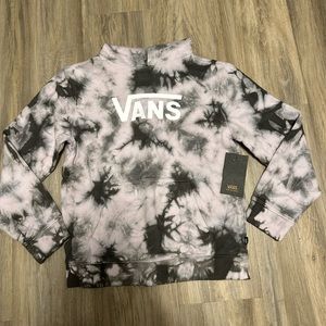 Vans Girls pullover hoodie lavender and black tie-dye Youth Medium NWT